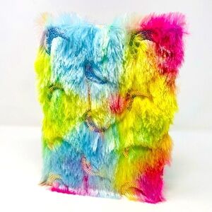 NEW - Colorful Faux Fur Rainbow Colored Journal Notebook
